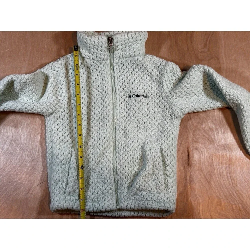 Girl’s Columbia Fire Side Sherpa Jacket Size XS (6/6X) Full Zip Light Mint Green